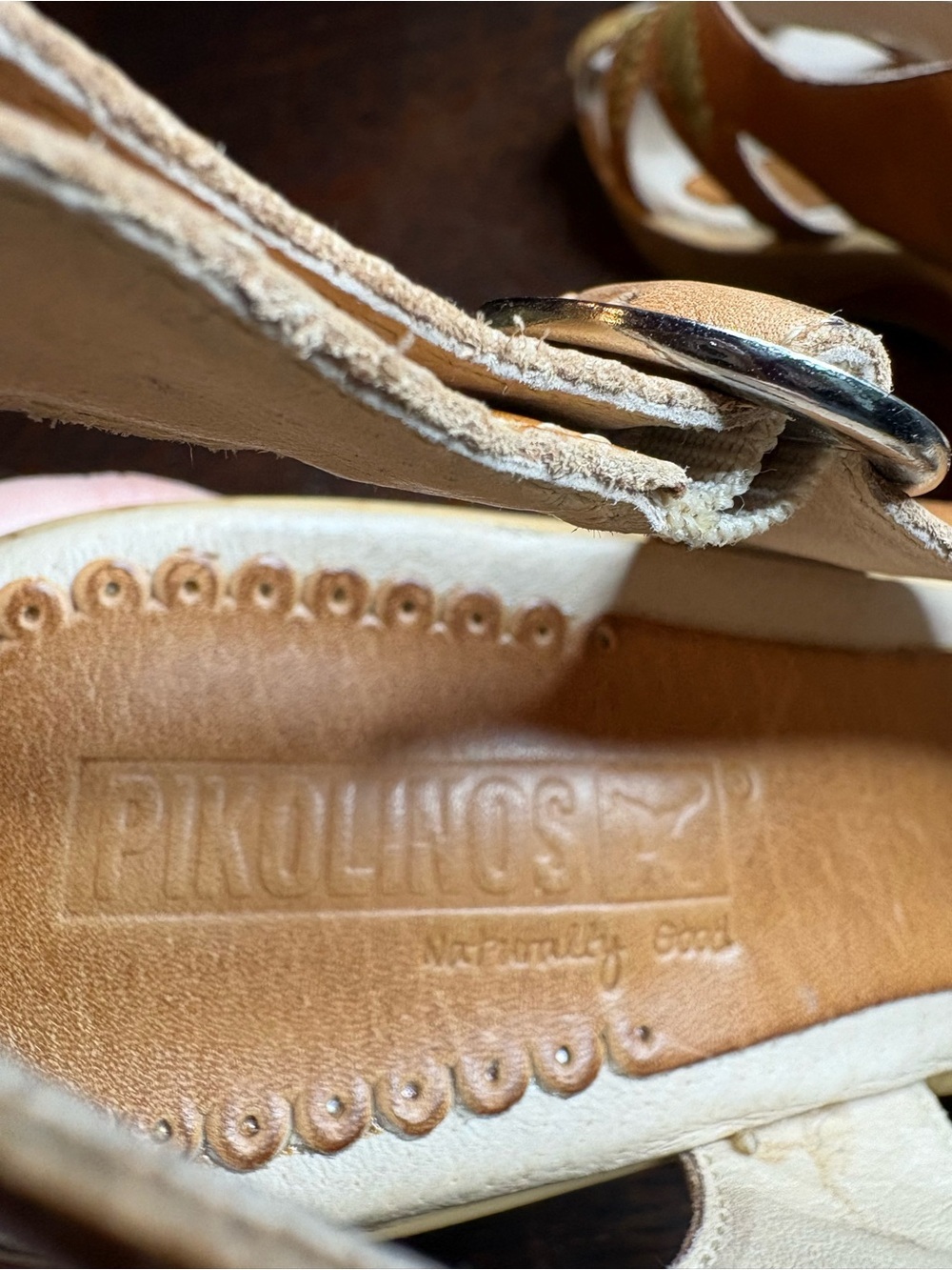 Pikolinos Stitched Floral Leather Wedge Sandals EU 38 - Picture 6 of 7